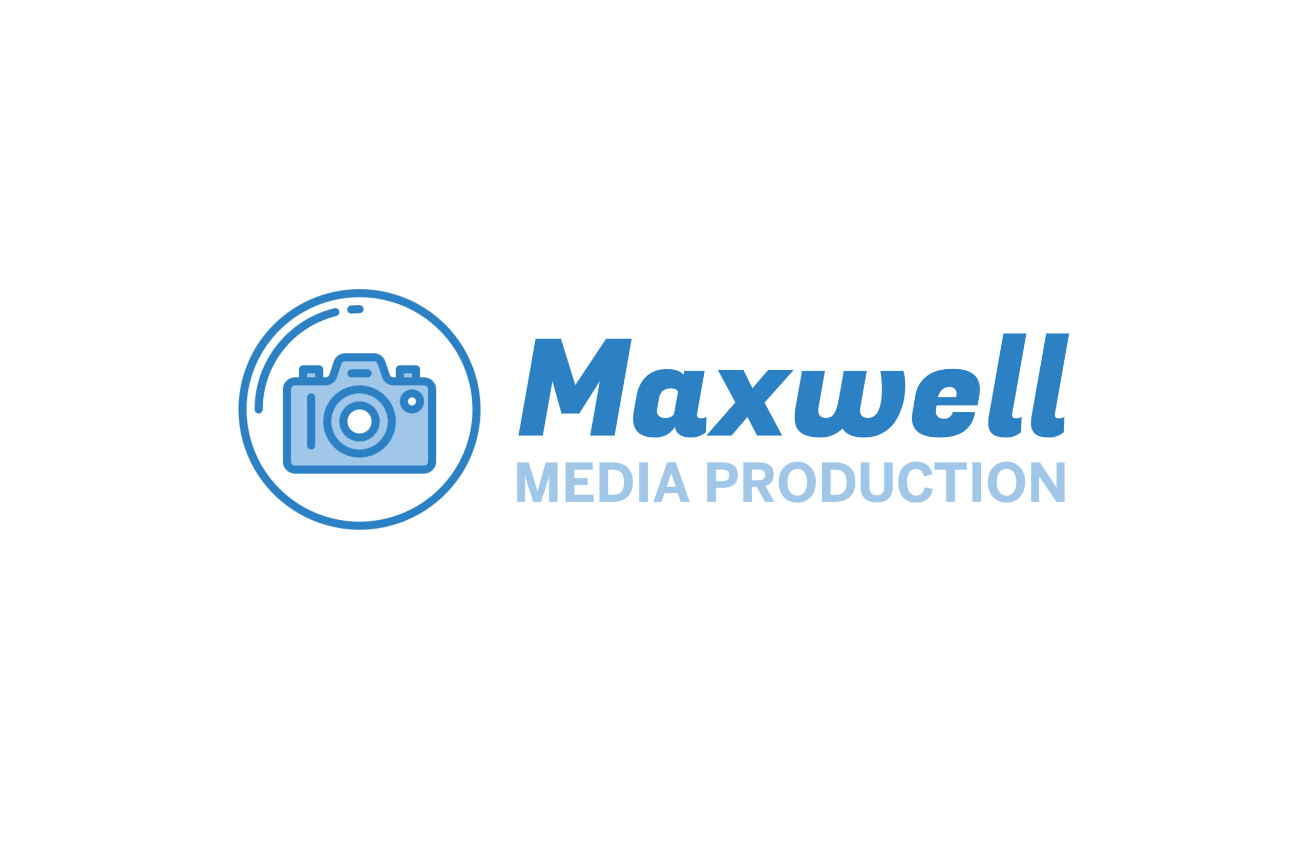 Maxwell Media Production logo with camera icon and text in blue, on a white background.