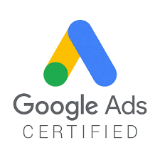 Google Ads Certified logo with colorful geometric shapes and text, on a white background.