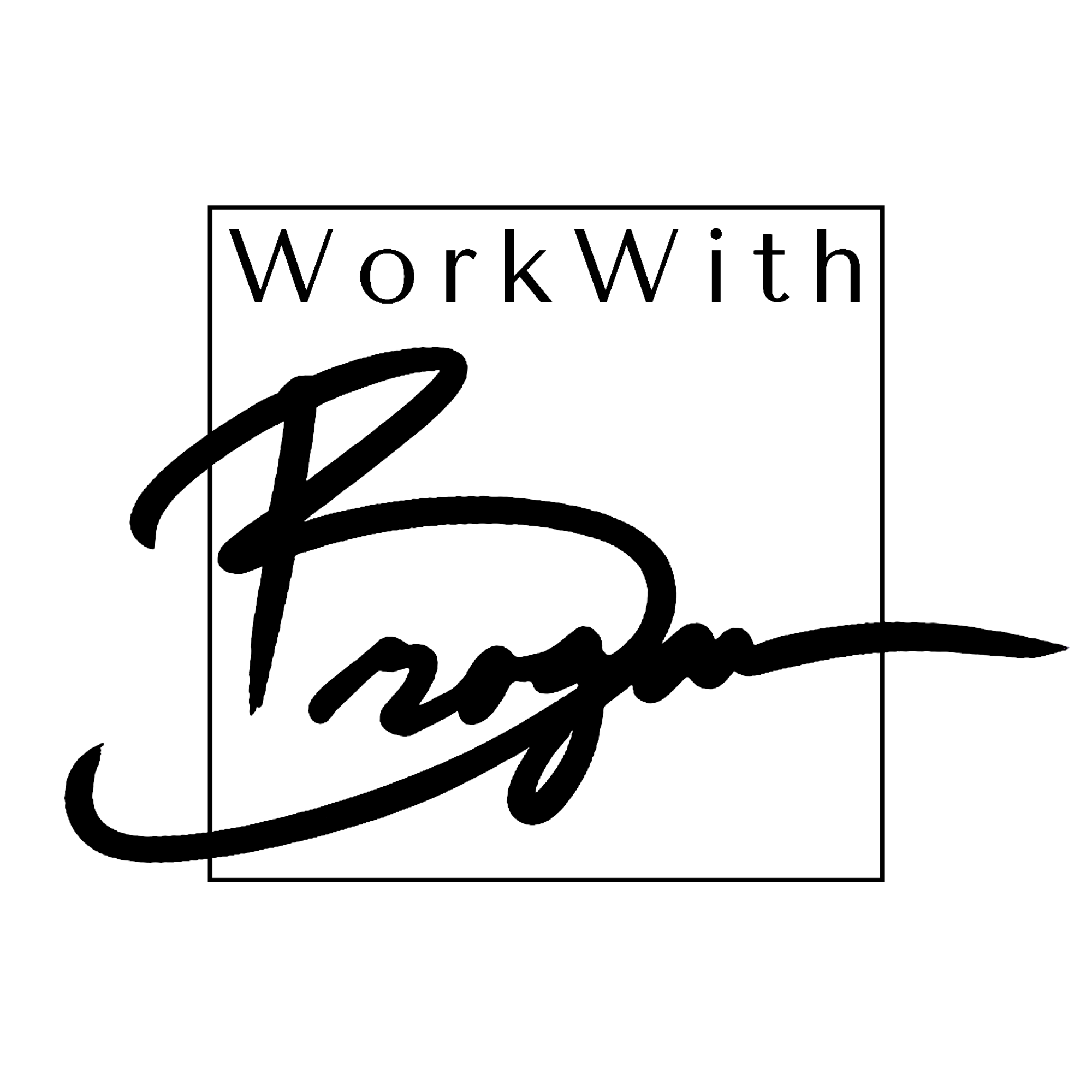 Logo with text 'Work With' above a signature-style word 'Program' inside a square border.