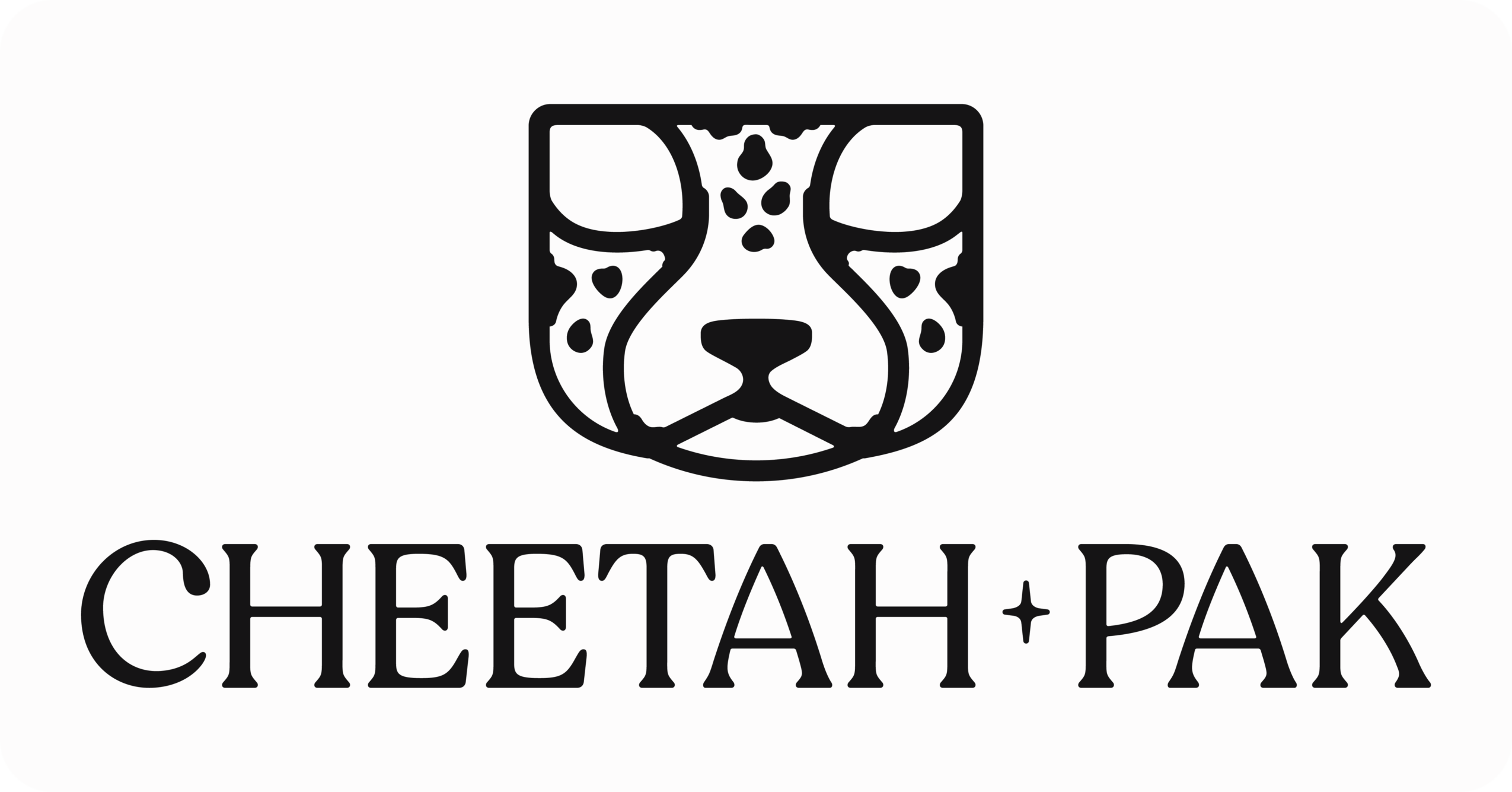Logo with a stylized cheetah face above the text 'CHEETAH + PAK'.