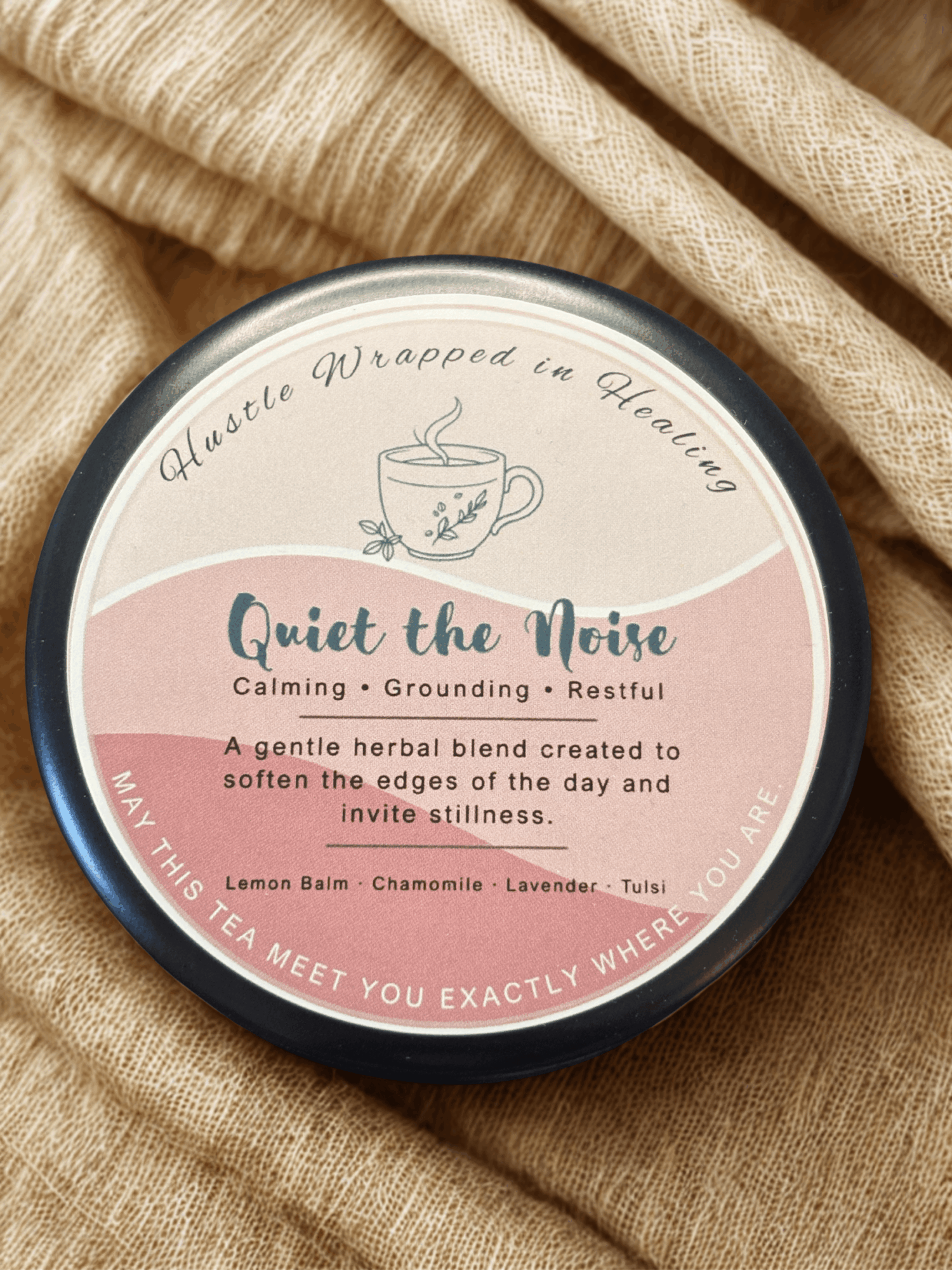 Round container with a label reading